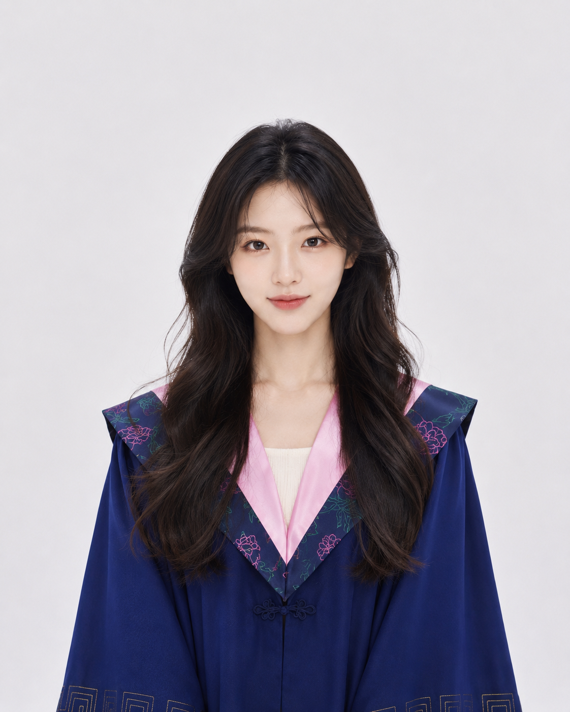 中式学院风 Women no-cap graduation style