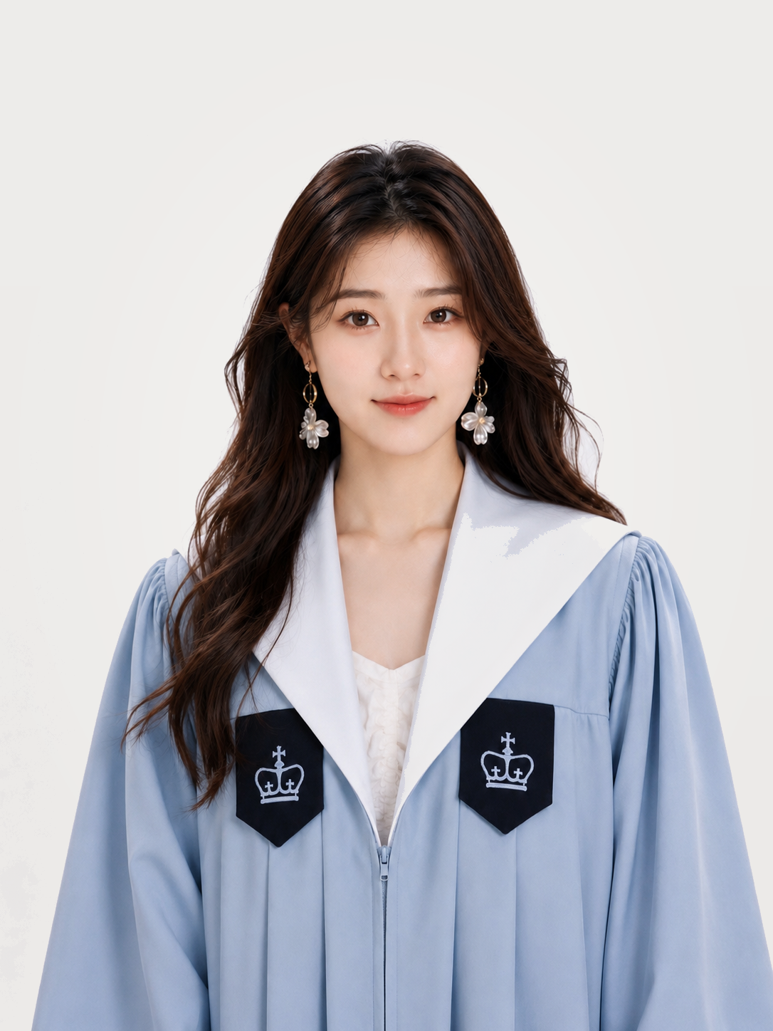 哥大学院风 Women no-cap graduation style