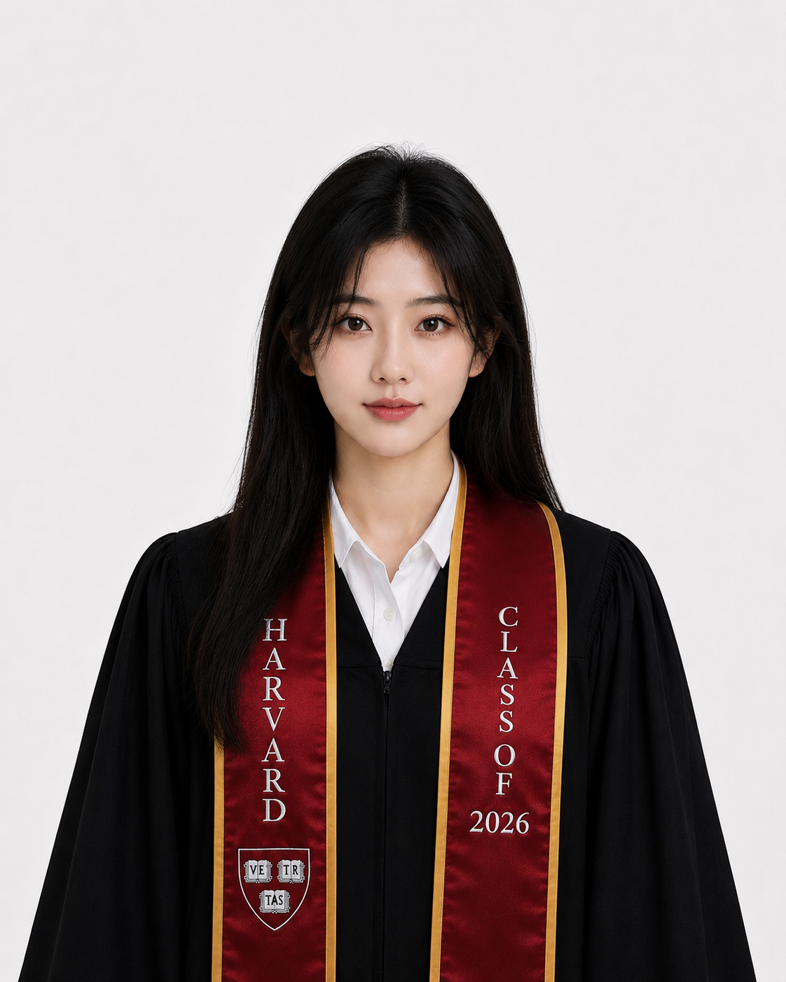 哈佛学院风 Women no-cap graduation style