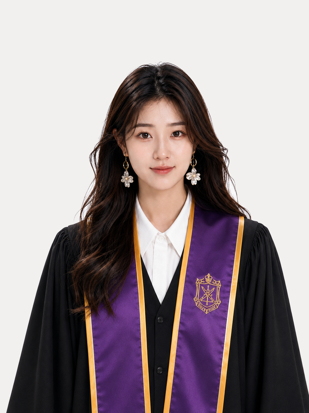 紫金学院风 Women no-cap graduation style